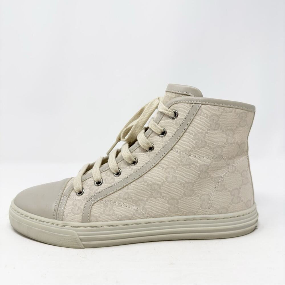 Gucci High Top GG Cap Toe Canvas Sneakers 38 - Picture 8 of 10